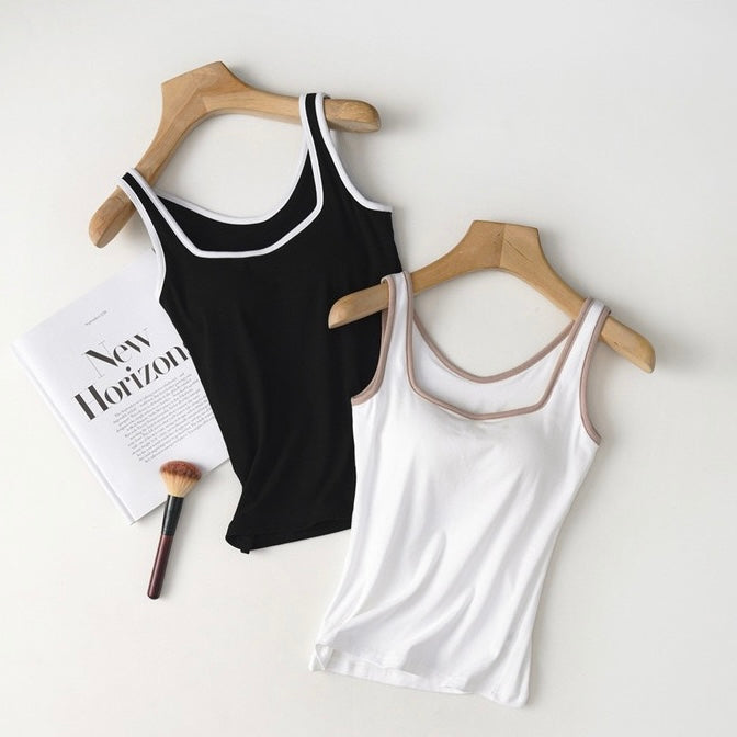 Trimmed  Built-In Bra Tank Tops